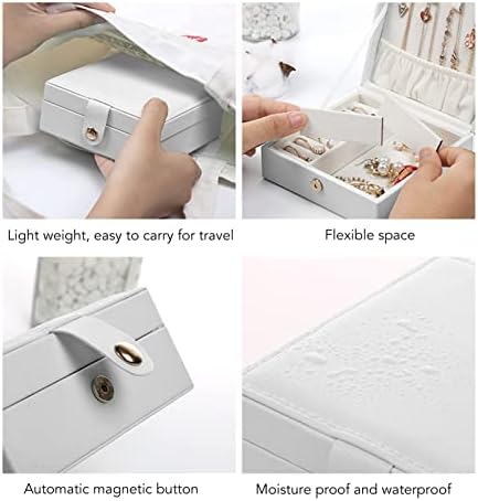 קופסת תכשיטים של Mumusuki Travel, מארז תכשיטי עור לנשים נערות תכשיטים ניידים תכשיטים מחזיק אחסון עם ידית עגילים