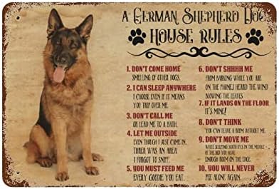 כלב מצחיק חוקים מתכת פח שלט בית רועה גרמני שולט באמנות קיר חווה כפרי שלטי כלבים עם אמרות למתנות לעיצוב הבית