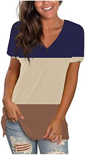 חולצת טופ חולצה לנשים סתיו סתיו שרוול קצר 2023 עמוק V צוואר כותנה כותנה גרפית חולצה מזדמנת 32 32