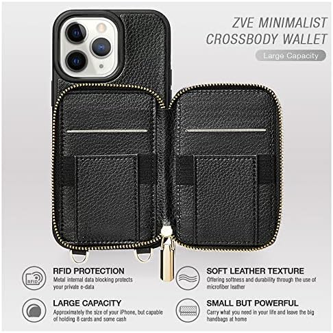 Zve iPhone 11 Pro Max ארנק מארז Crossbody, iPhone 11 Pro Max Case עם RFID חוסם את מחזיק כרטיסי