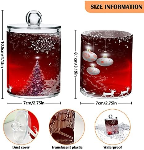 Alaza 4 Pack QTIP Holder Dispenser עיצוב אדום לחג המולד עם סנטה קלאוס רכיבה על צבי אמבטיה מיכלים לכדורי