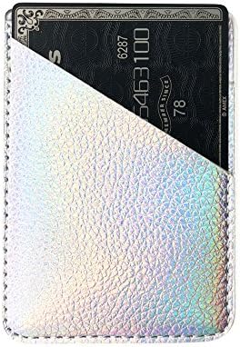 אוביי ססגוני כסף עור מפוצל כרטיס מחזיק עבור האחורי של הטלפון עם 3 מ ' דבק מקל על כרטיס אשראי ארנק
