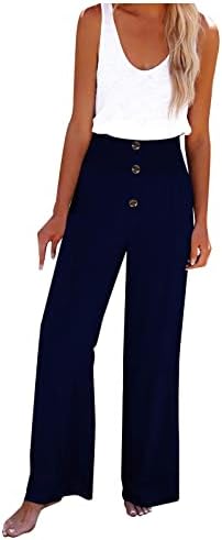 מכנסיים IYYVV פלוס מכנסיים נשים גבוהות רופפות רופפות קיץ עם כיסים מכנסיים קלים אלגנטיים פיל פיל בדוגמת