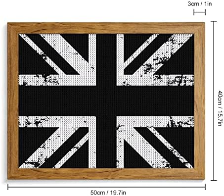 לבן ושחור בריטי דגל יהלומי ציור ערכות תמונה מסגרת 5 ד עשה זאת בעצמך מלא תרגיל ריינסטון אמנויות קיר תפאורה למבוגרים