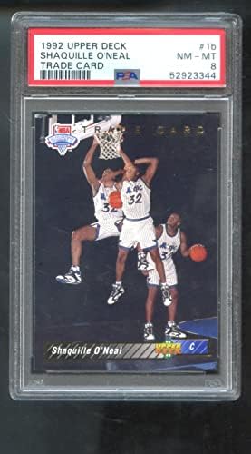 1992-93 הסיפון העליון שאקיל אוניל סחר 1B טירון RC PSA 8 כרטיס כדורסל מדורגת NBA SHAQ ONEAL 1992