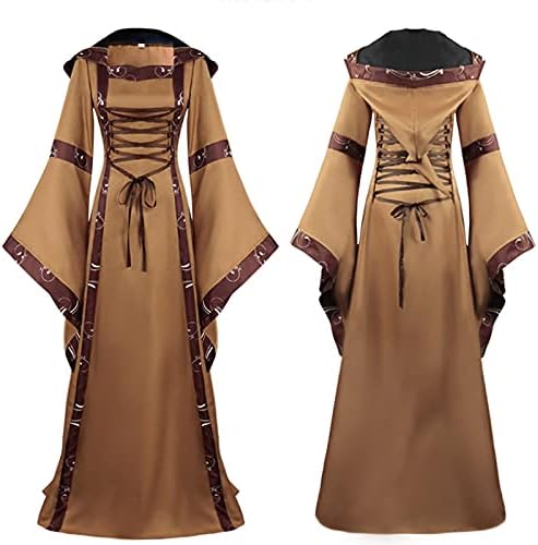 נשים בציר מימי הביניים אירי מעל שמלה גבוהה מותן שמלת שמלת טלאי תחרה עד ליל כל הקדושים סקסי סלעית גלימת