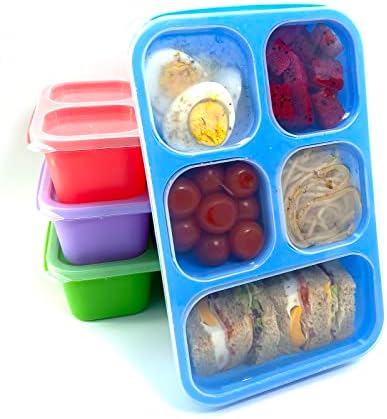 תיבת בנטו של הלטולי למבוגרים/ילדים, קופסאות ארוחת צהריים עם ערימה ניתנת לשימוש חוזר 5 תאים מכולות