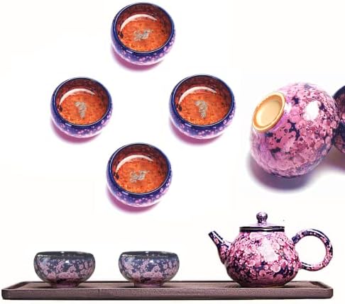 הדרקון פניקס ג ' יאנשאן טנמוקו תה כוסות סט, עבודות יד 3 ד טווס זיגוג סיני קונג פו ספלי תה