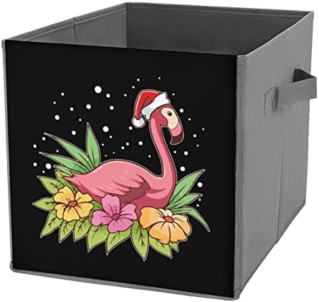 חג המולד חמוד פלמינגו מתקפל פחי אחסון קוביות קוביות ארגון בדים טרנדי קופסאות תוספות מגירות קובייה 11 אינץ