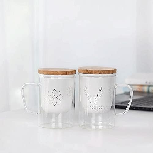 Aknhd זכוכית קש זכוכית כוסות קפה למשרד, כוסות קפה, כוסות שתייה עמידות בפני כוס עם ידית, 350 מל -11