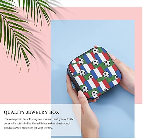 דפוס כדורגל בצרפת קופסאות תכשיטים תכשיטים PU עור נייד אחסון מחזיק קופסאות מיני מארז לנשים מתנה