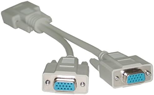 כבלים כבלים VGA y כבל מפצל, HD15 VGA לשני מחברים נקביים HD15 VGA בכבל צג y, 28 AWG חוט מפצל
