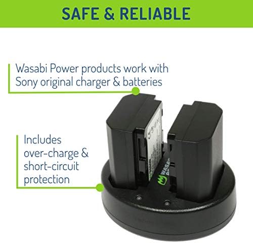 סוללת כוח ווסאבי ומטען USB כפול עבור Sony NP-FZ100, BC-QZ1 ו- Sony FX3, A1, A9, A9 II, A7C, A7R III, A7R IV,