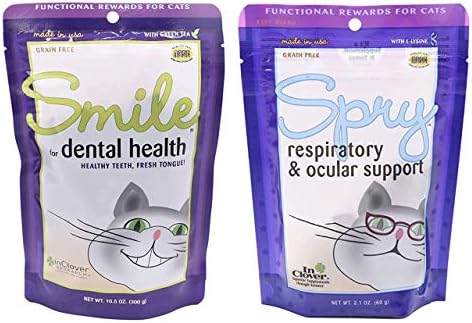 ב- Clover Smile יומיומי בריאות שיניים לעיסה רכה לחתולים & Spry Daily נשימתי ותמיכה עינית לעיסה רכה לחתולים