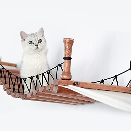 בחבל עץ חתול גשר מגרד מגרדים קיר רכוב טיפוס מסגרת מגדל בית עץ לחיות מחמד ריהוט