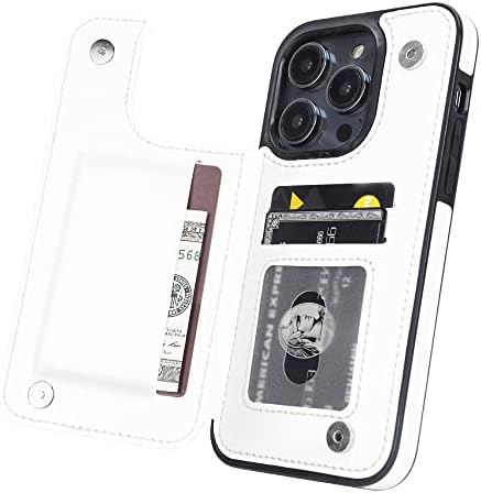 OBBII תואם לארנק המקרים של iPhone 14 Pro עם מחזיק כרטיסים, Flip PU עור מובנה 3 חריצי קלפים, כיס עמותה ומארז