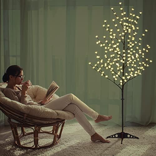 LightShare 6.5ft 208 עץ פריחת דובדבן LED, עץ מלאכותי מואר לקישוט בתוך ומחוצה לו, פסטיבל החתונה הפטיו הביתי תפאורה