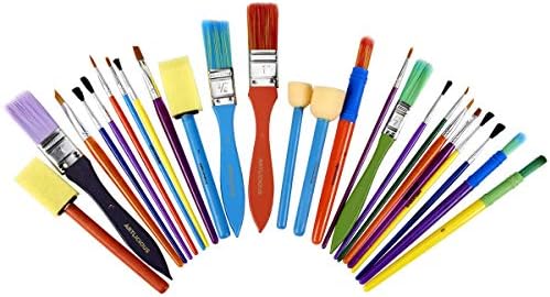סט מברשות צבע ארטלישיוס-חבילה של 25, מגוון מגוון, מברשות צבע לכל מטרה לילדים-שימוש עם מלאכה, צבעי מים