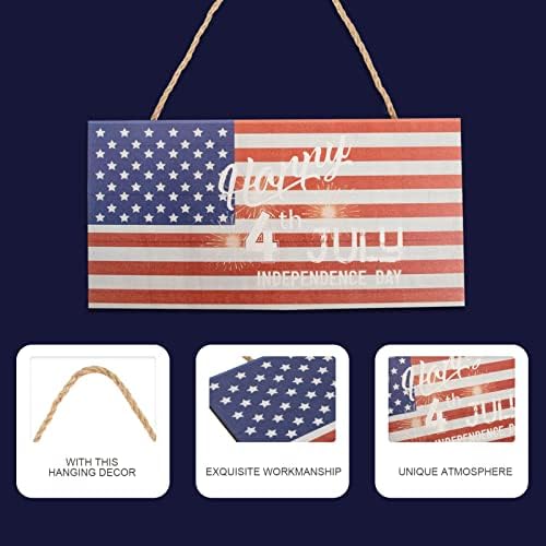 קישוט דגל אמריקאי של Pretyzoom שמחה 4 ביולי דלתות לקישוט דלת אמריקאית דגל אמריקה שלט עץ עץ עצמאות