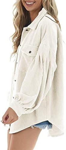 שרוול ארוך חורפי עם ז'קט עיצובים נשים ז'קט עבודה פתוח ז'קט נוח בצבע אחיד כפתור דש קורדרוי מתאים
