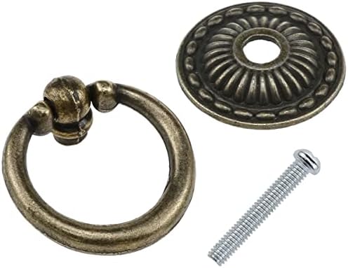 Aylifu 4 חלקים עתיקים ידית ברונזה ידית טבעת משיכה טבעת חור יחידה טבעת עם ברגים תואמים, מתאימה לחזה