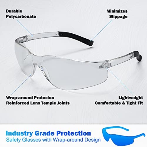 משקפי בטיחות בתפזורת של 50, משקפי מגן לגברים נשים, ANSI Z87.1 משקפי הגנה על העיניים משקפי מגן