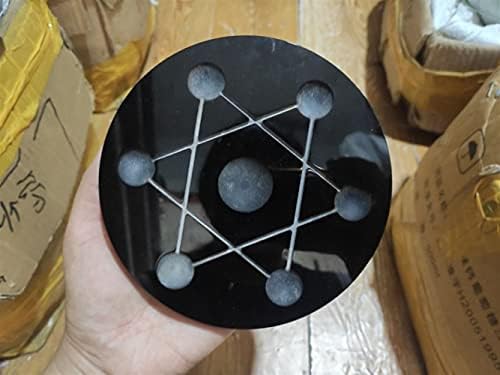 Huklab 15 סמ טבעי שחור אובסידיאן גביש גביש ביסוד כדור שבעה כוכבים מערך פנג שואי אלמנטים רייקי שבע עבור וואנגיין