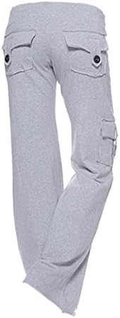 מכנסי יוגה של Styesh Bootcut אופנה מכנסי מטען רכים מכנסיים לרגל רחבה מכנסיים רופפים מכנסי טרניוט טרקלין נוחים