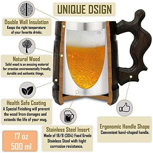 FFXIV ספל אביר כהה ספל מעץ. מתנה לגיימרים. בירה שטיין. ספל בירה עץ מותאם אישית. מתנה בהתאמה אישית