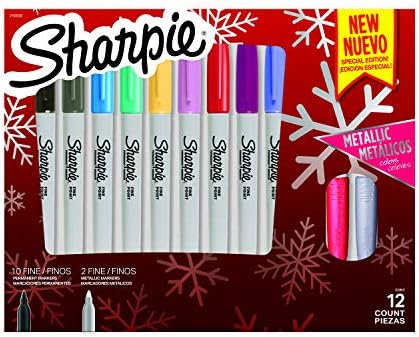 Sharpie Sharpie Sarkers נקודה דקה, קופסת מתנה לחג, צבעי דיו שונים, חבילה של 12 סמנים