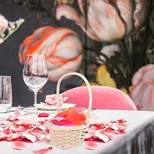 10 יחידות אוכל חדר שולחן דקור מיני ארוג סלי ידיות לב פרח ילדה חתונות נצרים פלסטיק סוכריות