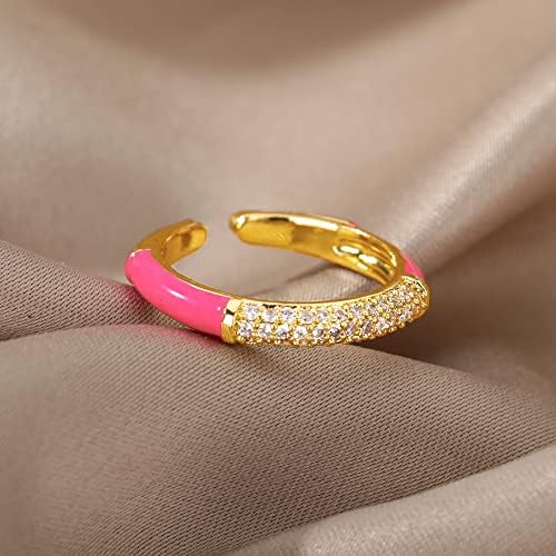 טבעות זרקון צבעוניות לנשים טבעות אצבע קריסטל קסם מתכוונן טרנד אופנה חתונה זוג אנילוס תכשיטים-ג