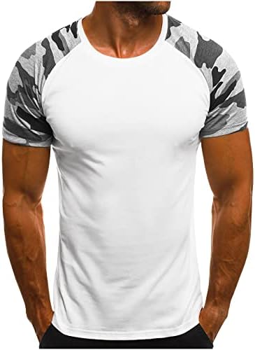 חולצת טריקו של קאם גברים הסוואה שרוול קצר הסוואה רגילה בכושר צבאי צבא סגנון צבא עגול צוואר עגול חולצת כושר אימון