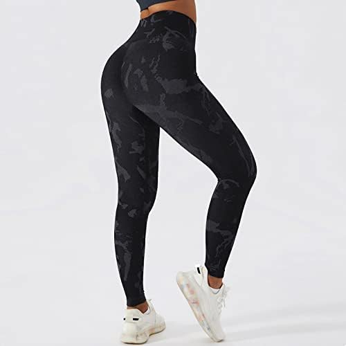 מכנסי יוגה בגודל Ethkia פלוס נשים מכנסי יוגה הדוקים הסוואה אפרסק מכנסי כושר הרמת מפרק הירך.