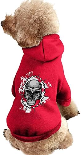 שרשרת גולגולת מותאמת אישית קפוצ'ונים לכלבים מחמד בגדים רכים נעימים כלבים סוודרים מחמד נושמים עם כובע