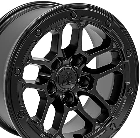 OE Wheels LLC 17 אינץ 'חישוקים מתאימים לגלגל גלדיאטור גלדיאטור ג'יפ גלגל DF01 17x8 סט סאטן שחור של 5