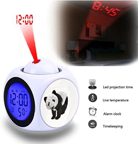 שעון מעורר הקרנה להתעורר חדר שינה עם נתונים ותצוגת טמפרטורה פונקציה דיבורה, הקרנת קיר/תקרה LED, בעלי