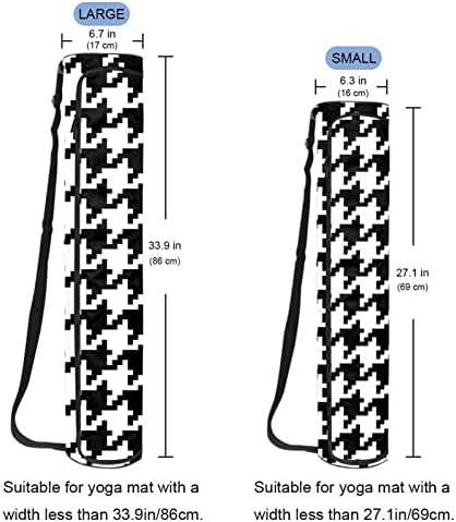 תיק נשיאה מזרן יוגה שקיות מנשא פילאטיס חוף כושר שחור & מגבר; דפוס לבן, 6.7איקס 33.9 אינץ ' /17איקס 86 ס מ