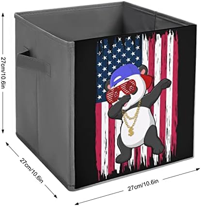 טבילה פנדה עם קוביות אחסון דגל אמריקאי עם ידיות פחי בד מתקפלים המארגנים סלים לארון מדפים