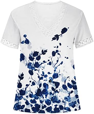 נשים עמוק V צוואר תחרה כותנה כותנה פרחונית טרקלין גרפית חולצה טופ חולצה לנשים סתיו קיץ Q5 Q5