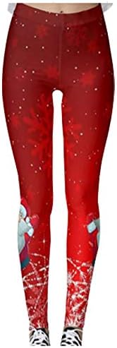 חג המולד חותלות לנשים בתוספת גודל בטן שליטה גבוהה מותן ריצת גרביונים סנטה קלאוס הדפסת חג יוגה מכנסיים