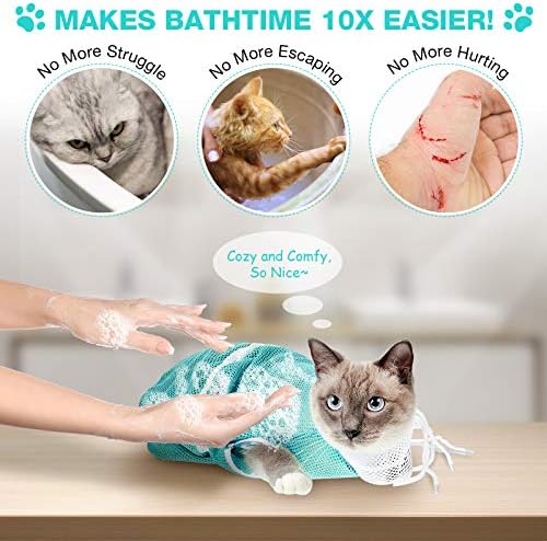 2 חתיכות חתול רחצה תיק מקלחת לשטוף נטו אנטי ביס אנטי שריטה איפוק תיק לנשימה רב תכליתי חתול טיפוח תיק לרחצה זמירה