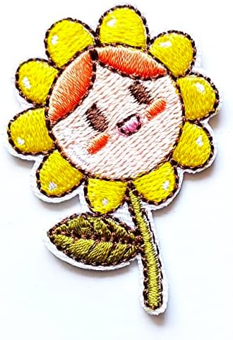 טלאי hho מיני יפה חמניות טלאים רקומים שמש פרח שמש ילדים ברזל מצויר על טלאים לקישוט DIY טריקו