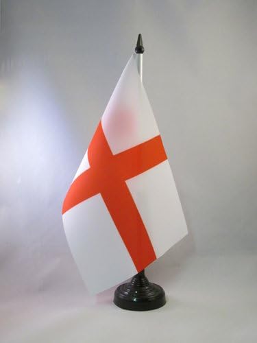 דגל AZ דגל אנגליה דגל שולחן 5 '' x 8 '' - דגל שולחן אנגלי 21 x 14 סמ - מקל פלסטיק שחור ובסיס
