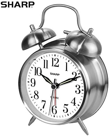 שעון מעורר פעמון תאום חד - אזעקה רועשת - נהדר עבור ישנים כבדים - שעון אנלוגי קוורץ המופעל על ידי סוללה