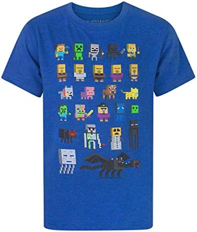 מיינקראפט חולצה בני ילדים שדונים דמויות קצר שרוול כחול למעלה