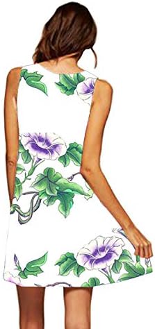 שמלת טנק לנשים שמלת נשים קיץ שמלת צוואר עגולה ללא שרוולים עניבה מזדמנת עניבה רופפת צבע הדפס מיני