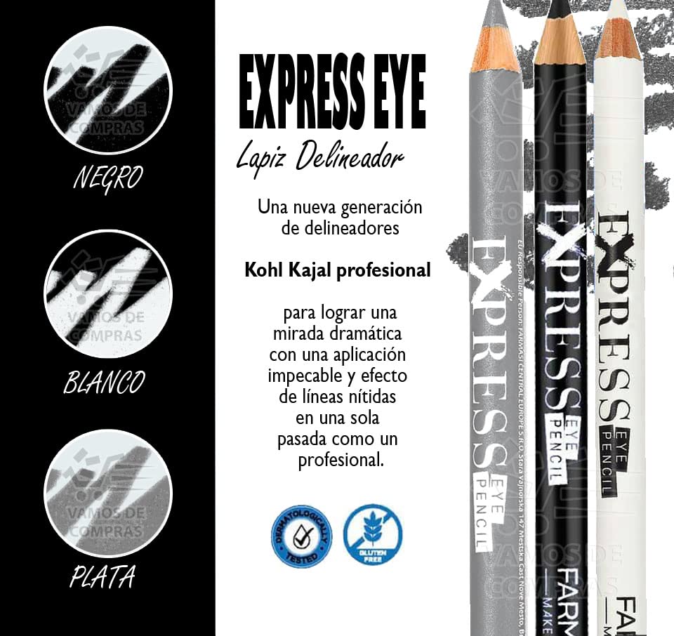 עיפרון עיניים פרמאסי אקספרס, רקמות רכות, עמיד לאורך זמן, פיגמנט מאוד, איפור עיניים, עיפרון חד, 0.04