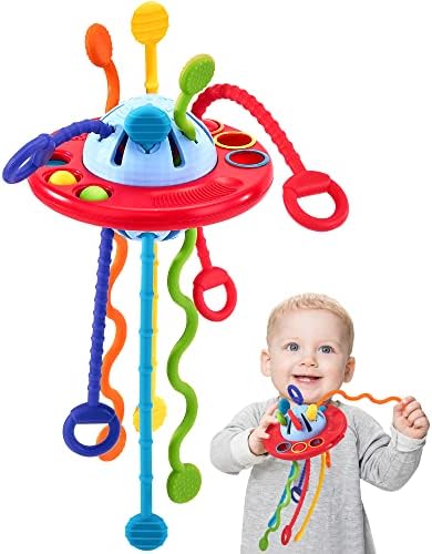 מונטסורי צעצועי 1 שנה ישן ילד מתנות - תינוק צעצועי 12-18 חודשים סיליקון למשוך מחרוזת צעצועי 1 בת ילדה מתנות נסיעות