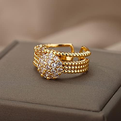 ויאלמה זירקון מעגל פתוח טבעות לנשים קריסטל זהב אצבע קסם מתכוונן טבעת חתונה ולנטיין תכשיטים-89970
